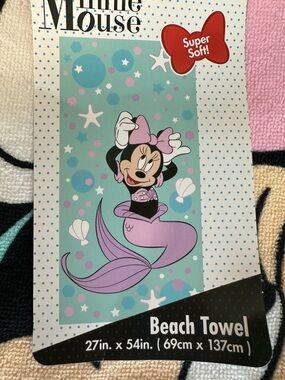 Disney Minnie Mouse Mermaid Beach Towel - Mint, Lavender & Pink